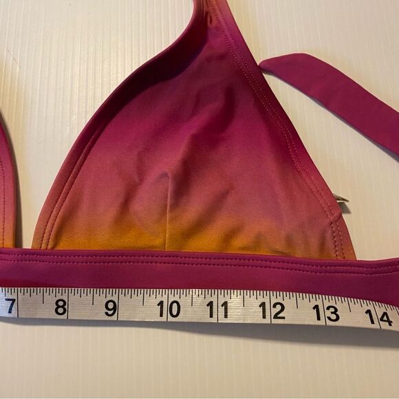 Patagonia sunset hot pink coral Swim bathing suit bikini triangle bra top-M - Picture 2 of 5